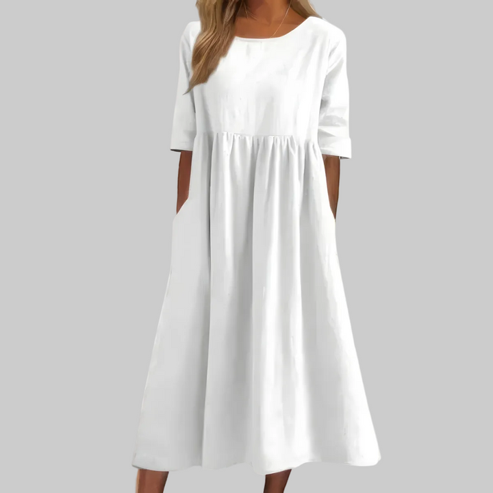 KATY | Magas derekú lenvászon ruha