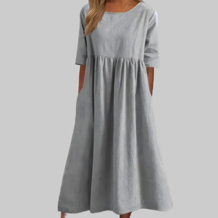 KATY | Magas derekú lenvászon ruha