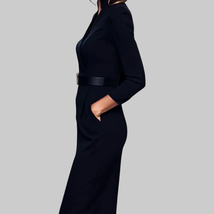 Mandarin | Elegáns fekete ruha