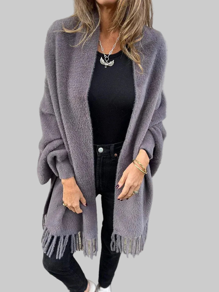 BILA | Hosszú ujjú rojtos kabát mindennapi viseletre