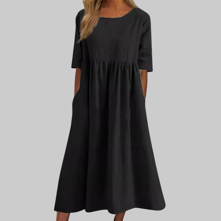 KATY | Magas derekú lenvászon ruha