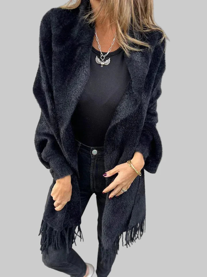 BILA | Hosszú ujjú rojtos kabát mindennapi viseletre