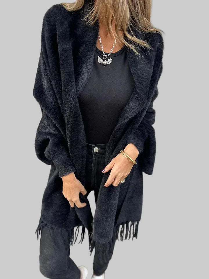 BILA | Hosszú ujjú rojtos kabát mindennapi viseletre