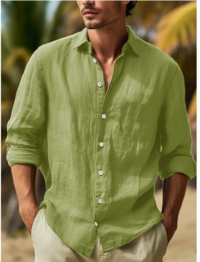Férfi lenvászon ing | Légáteresztő anyag | Nyári strandstílus