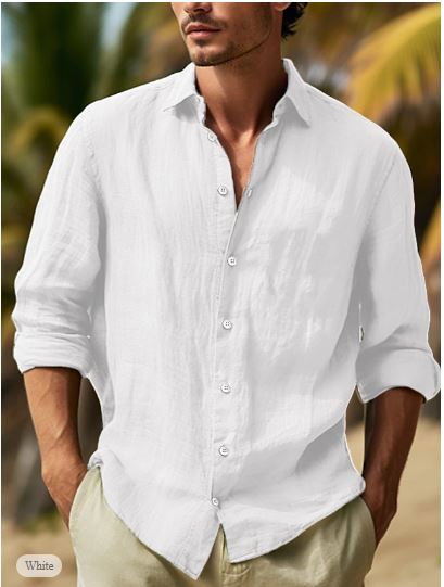 Férfi lenvászon ing | Légáteresztő anyag | Nyári strandstílus