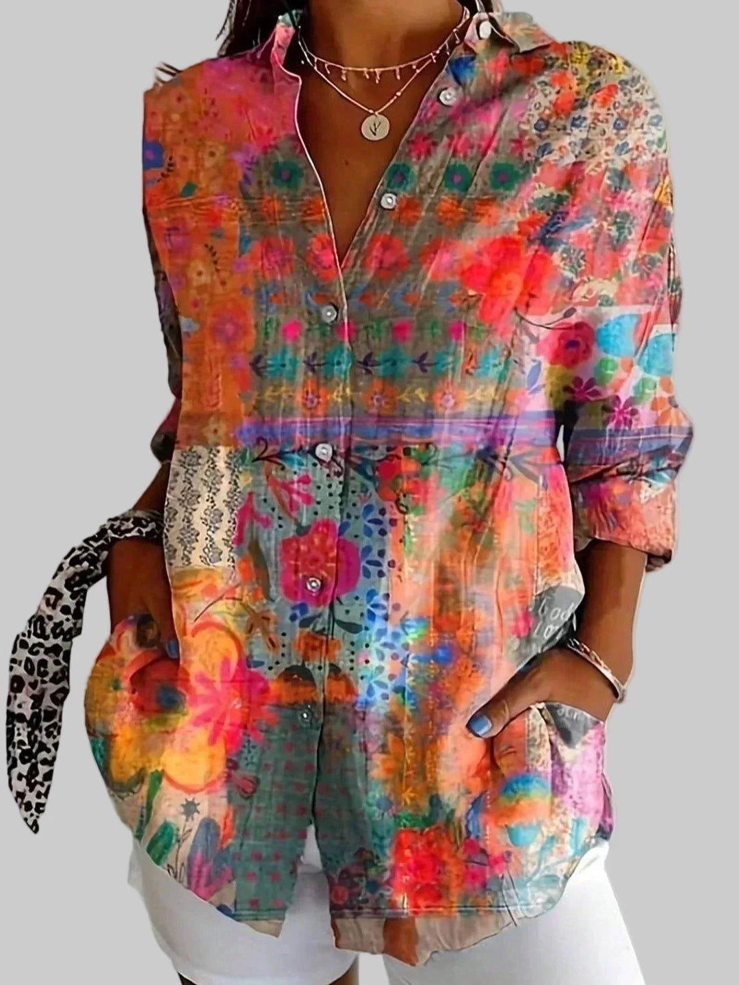 EWELINA | Színes mintás blúz