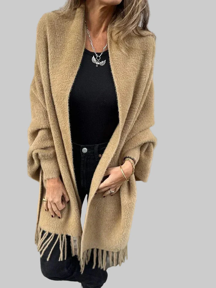 BILA | Hosszú ujjú rojtos kabát mindennapi viseletre