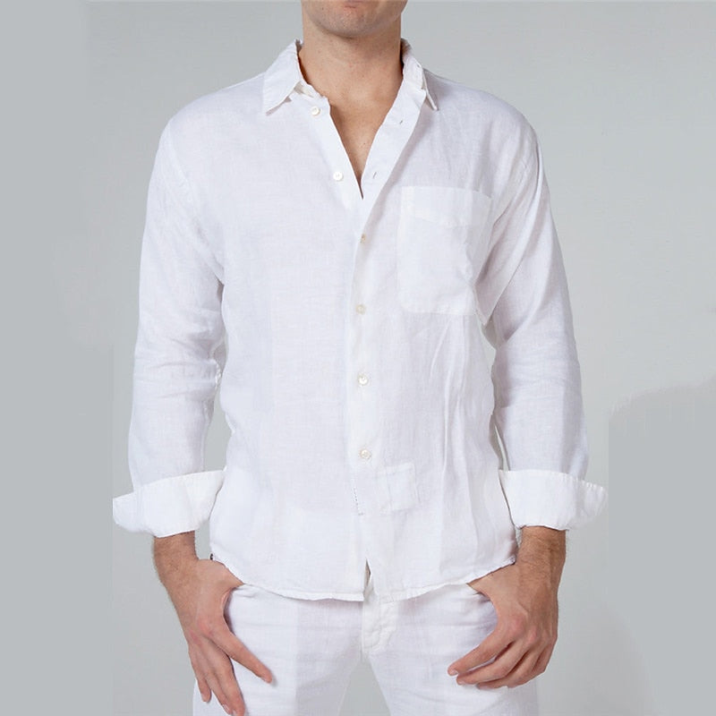 Férfi lenvászon ing | Könnyű és lélegző | Klasszikus hosszú ujjú szabás