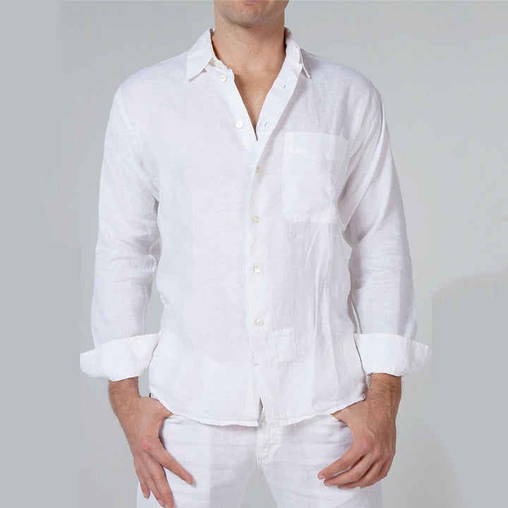 Férfi lenvászon ing | Könnyű és lélegző | Klasszikus hosszú ujjú szabás