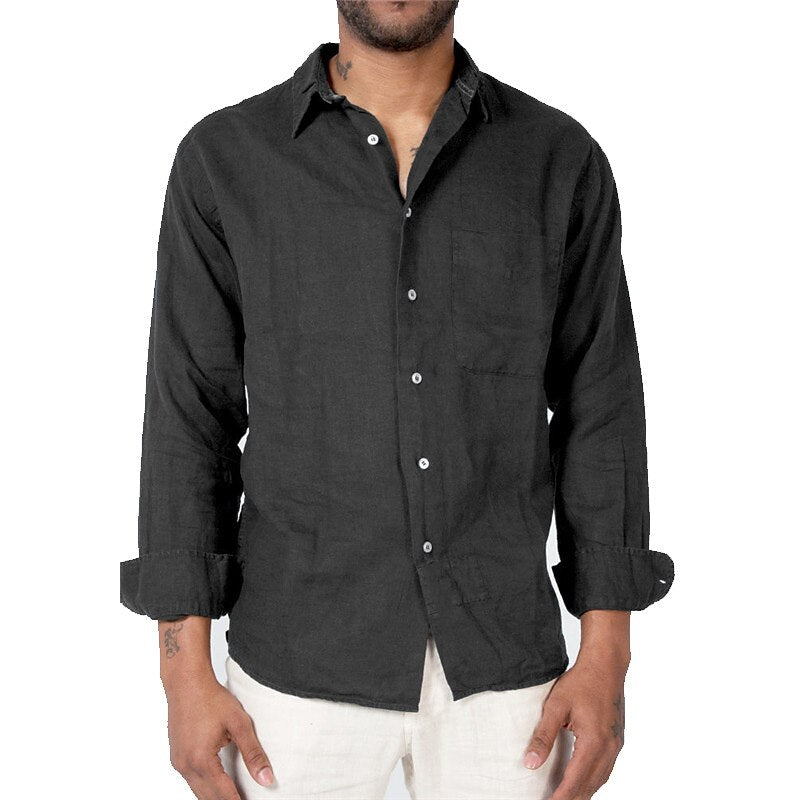 Férfi lenvászon ing | Könnyű és lélegző | Klasszikus hosszú ujjú szabás