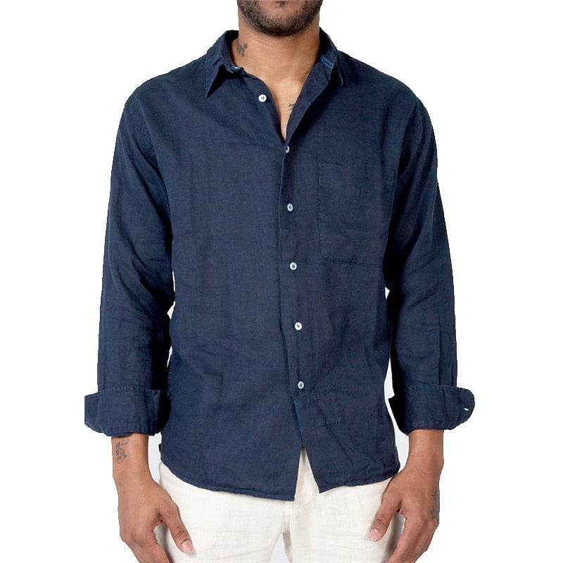 Férfi lenvászon ing | Könnyű és lélegző | Klasszikus hosszú ujjú szabás