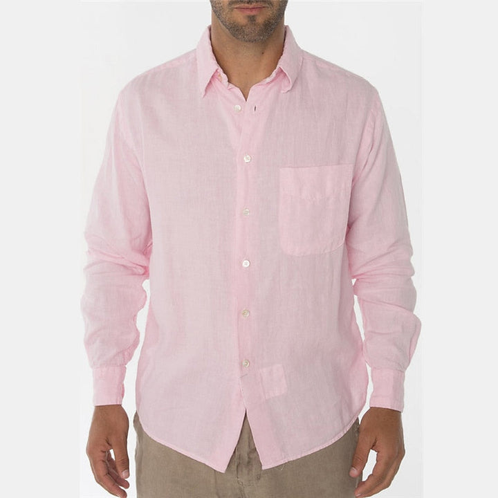 Férfi lenvászon ing | Könnyű és lélegző | Klasszikus hosszú ujjú szabás